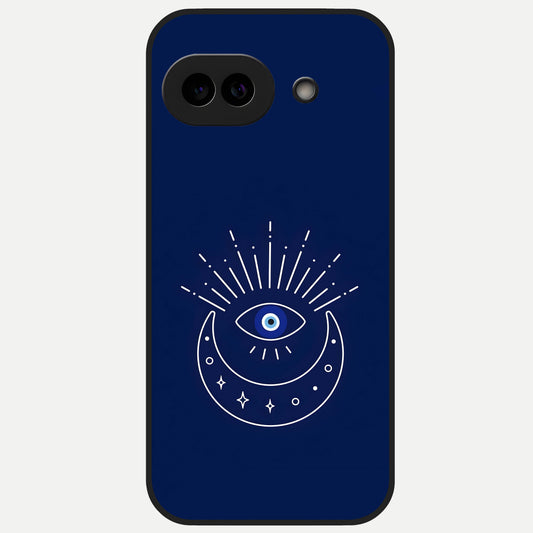  Blue Evil Eye Glass Case for Google Pixel 10A back cover – full design glossy printed glass finish