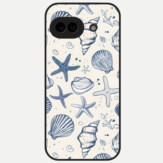  Blue Ocean Outline Glass Case for Google Pixel 10A back cover – full design glossy printed glass finish