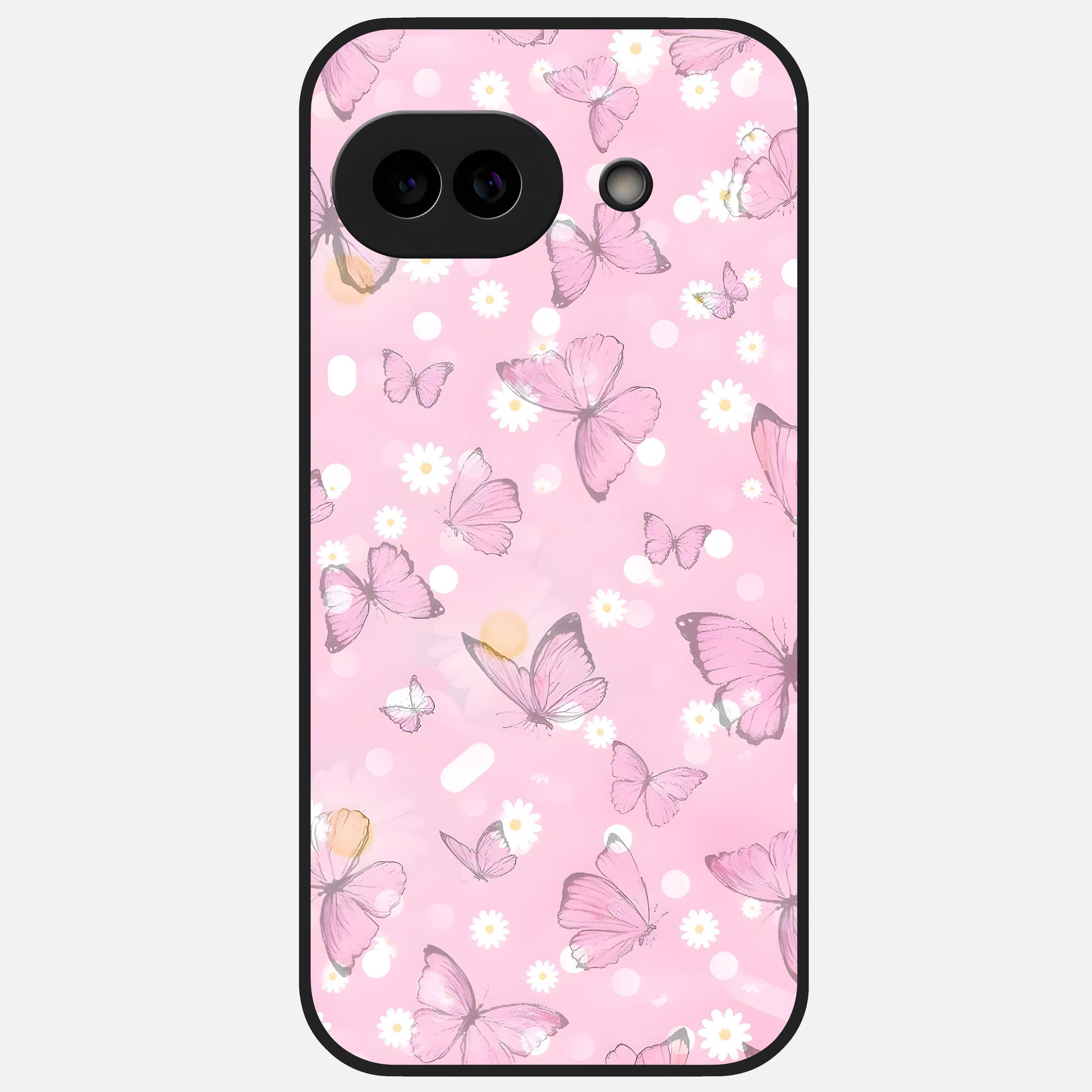  Blush Butterfly Garden Glass Case for Google Pixel 10A back cover – full design glossy printed glass finish