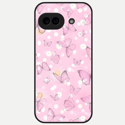  Blush Butterfly Garden Glass Case for Google Pixel 10A back cover – full design glossy printed glass finish
