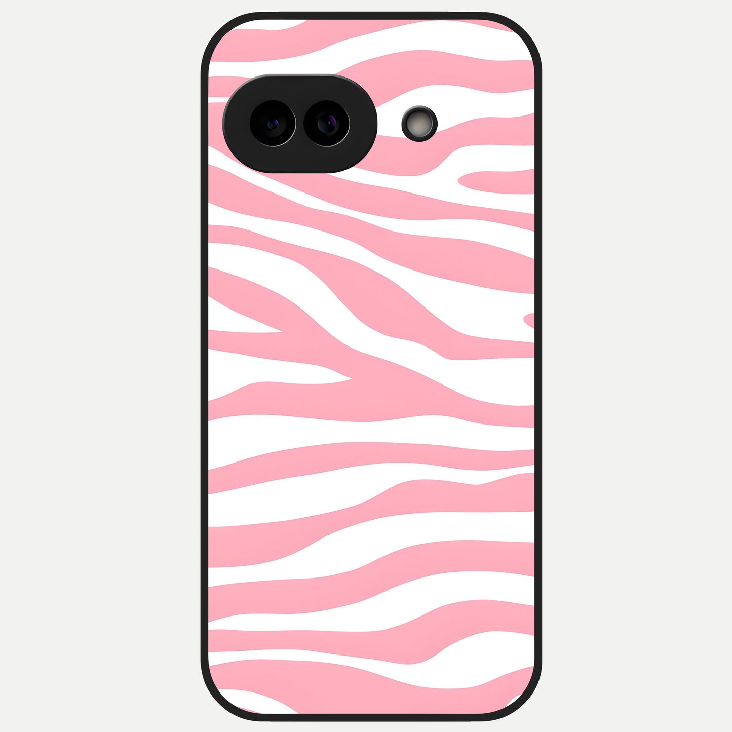  Blush Zebra Flow Glass Case for Google Pixel 10A back cover – full design glossy printed glass finish