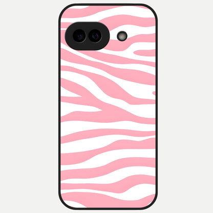  Blush Zebra Flow Glass Case for Google Pixel 10A back cover – full design glossy printed glass finish
