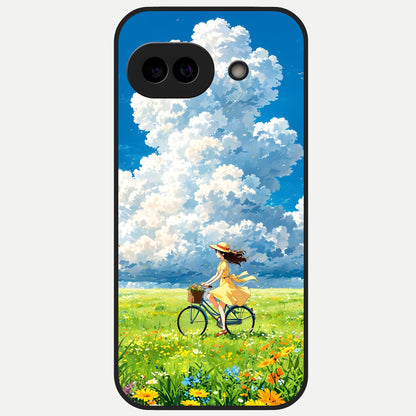  Breezy Meadow Ride Glass Case for Google Pixel 10A back cover – full design glossy printed glass finish