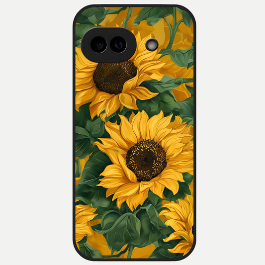  Bright Sunflower Bloom Glass Case for Google Pixel 10A back cover – full design glossy printed glass finish