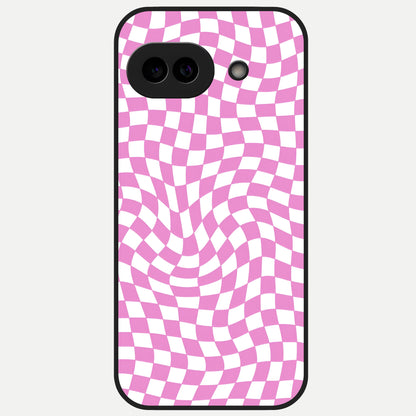  Bubblegum Check Wave Glass Case for Google Pixel 10A back cover – full design glossy printed glass finish