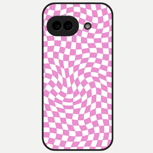  Bubblegum Check Wave Glass Case for Google Pixel 10A back cover – full design glossy printed glass finish