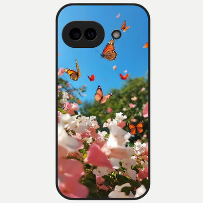  Butterflies In Bloom Sky Glass Case for Google Pixel 10A back cover – full design glossy printed glass finish