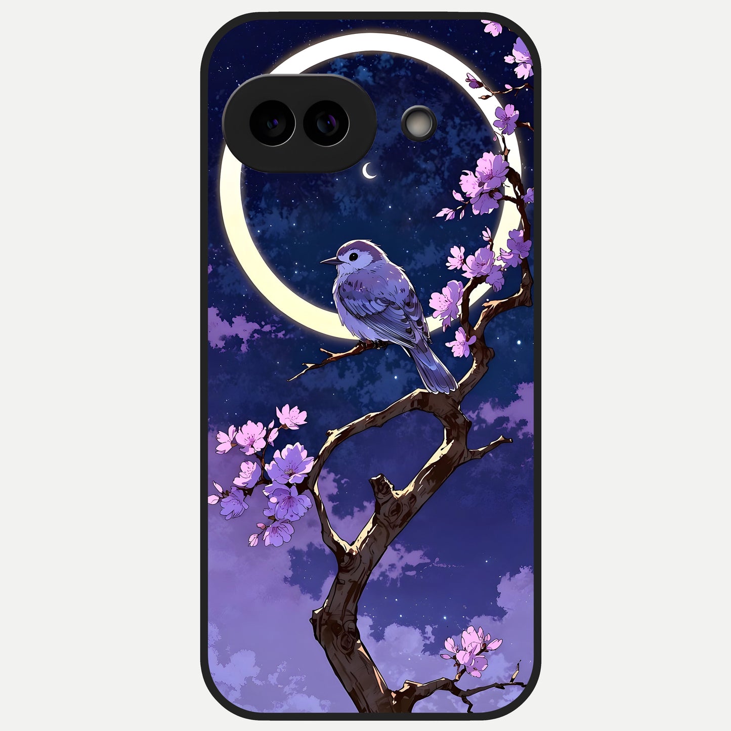  Celestial Bird Blossom Glass Case for Google Pixel 10A back cover – full design glossy printed glass finish