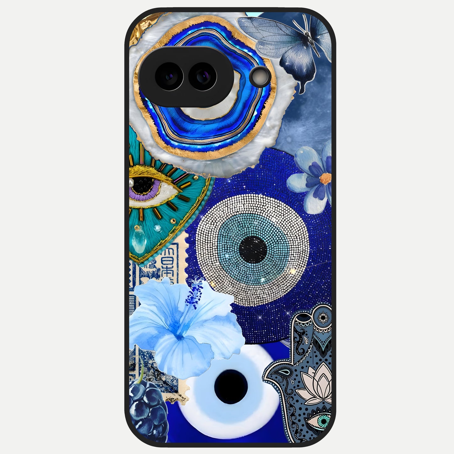  Celestial Blue Vision Glass Case for Google Pixel 10A back cover – full design glossy printed glass finish
