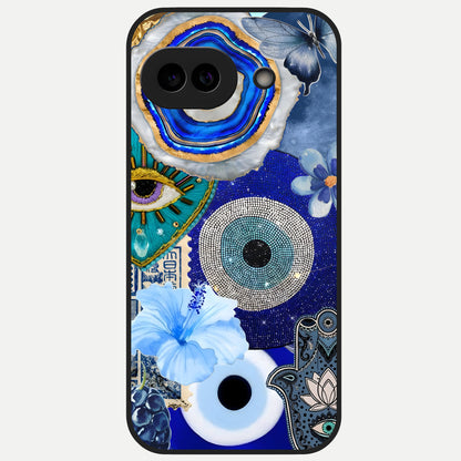  Celestial Blue Vision Glass Case for Google Pixel 10A back cover – full design glossy printed glass finish