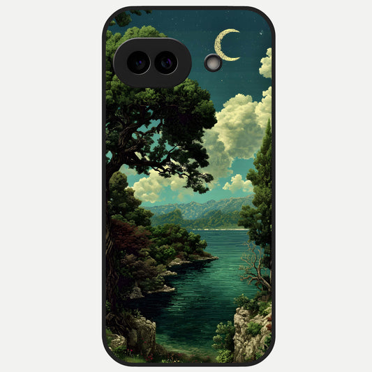  Celestial Lake Peace Glass Case for Google Pixel 10A back cover – full design glossy printed glass finish