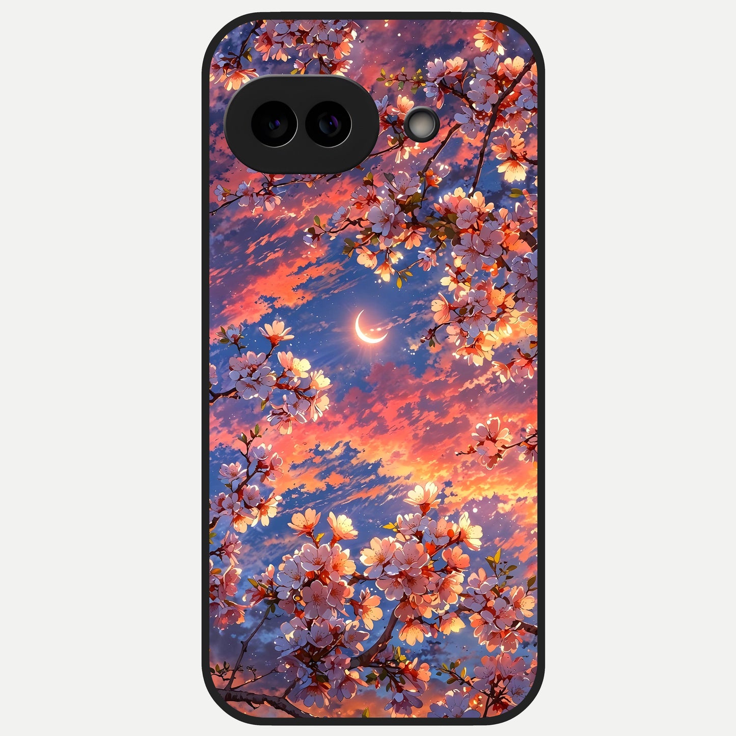  Celestial Sakura Sunset Glass Case for Google Pixel 10A back cover – full design glossy printed glass finish