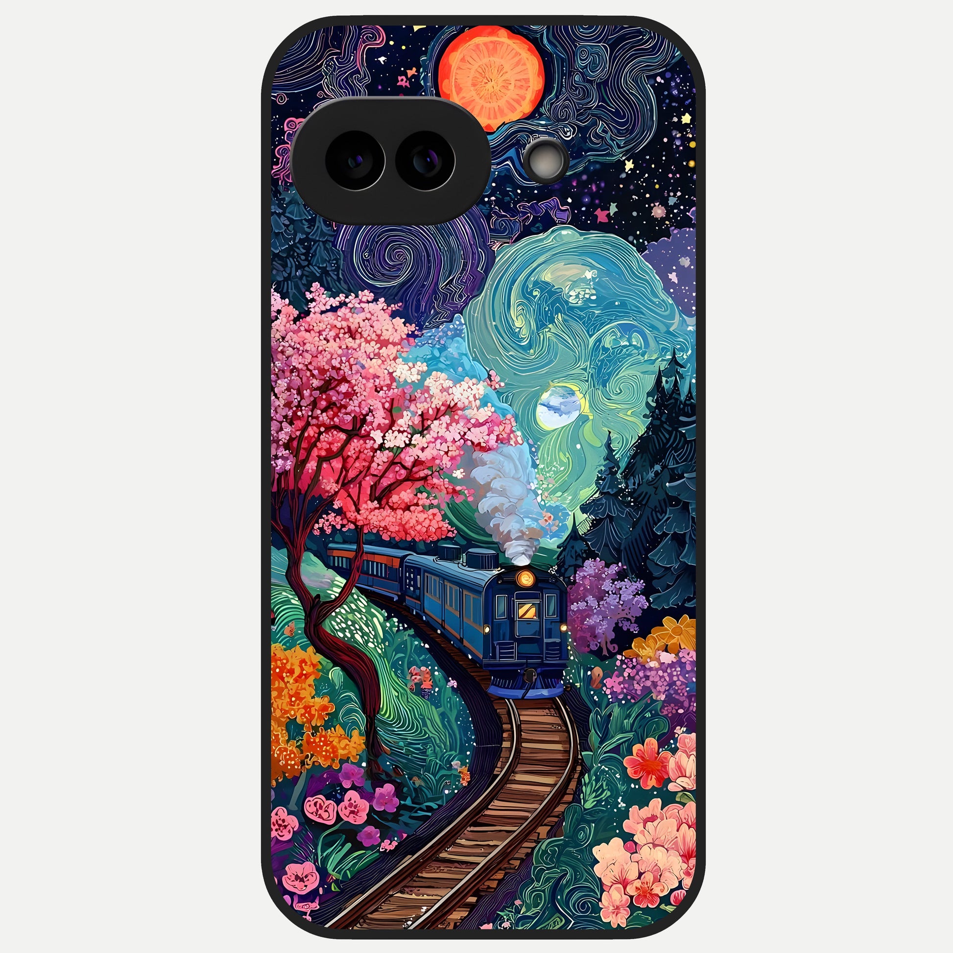  Celestial Train Journey Glass Case for Google Pixel 10A back cover – full design glossy printed glass finish