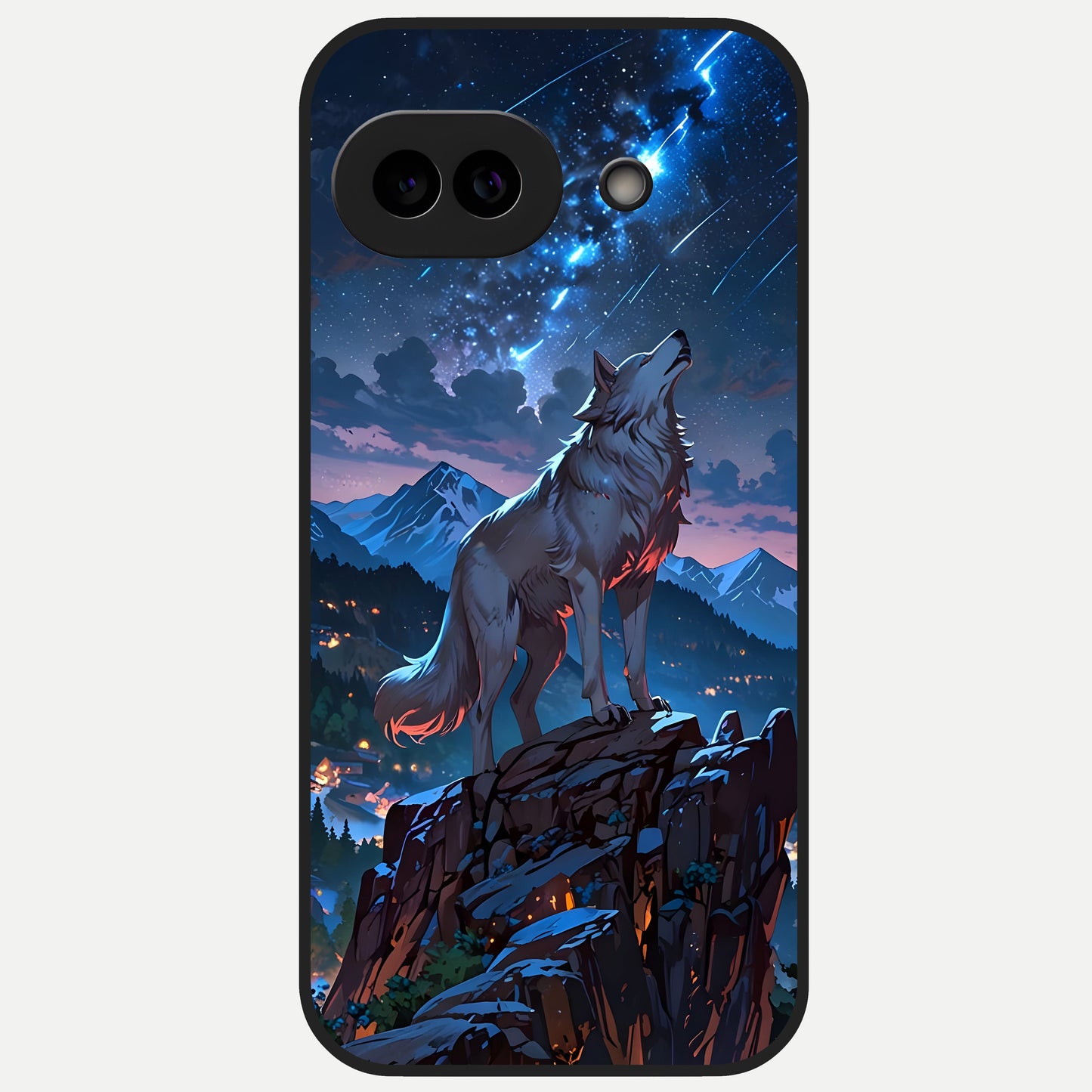  Celestial Wolf Howl Glass Case for Google Pixel 10A back cover – full design glossy printed glass finish