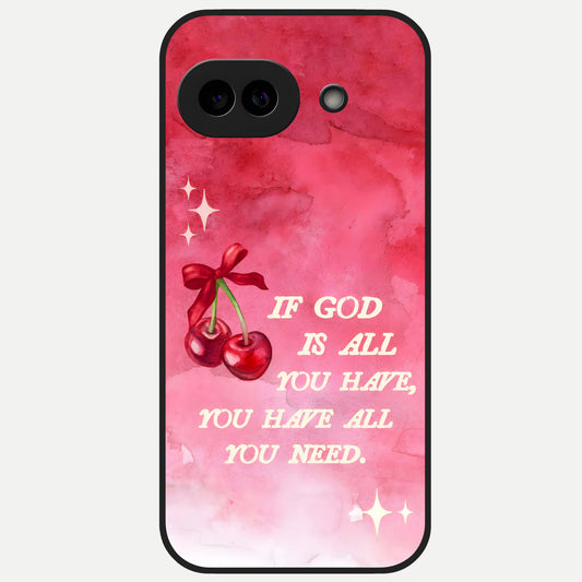  Cherry Quote Glass Case for Google Pixel 10A back cover – full design glossy printed glass finish