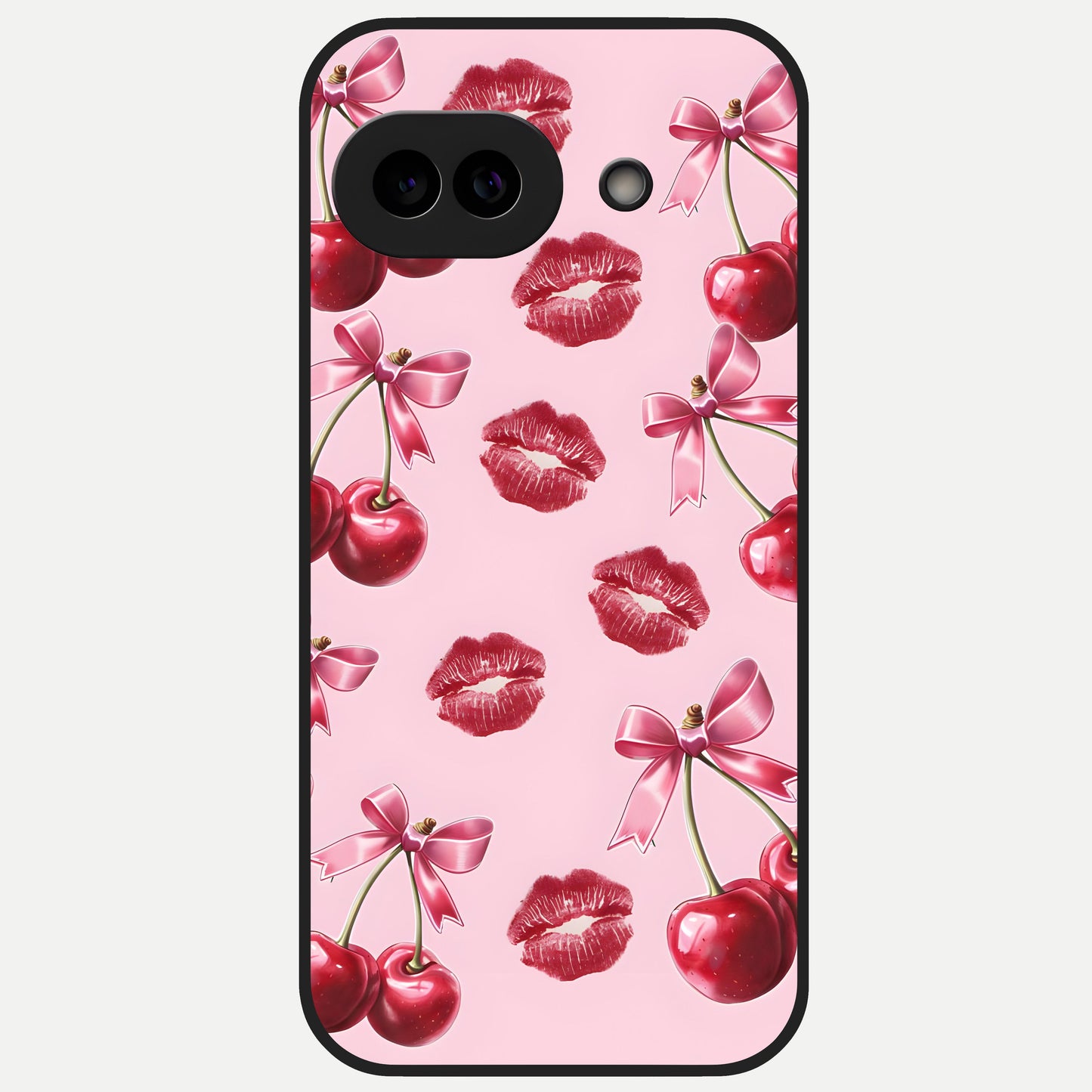  Cherry With Lips Glass Case for Google Pixel 10A back cover – full design glossy printed glass finish