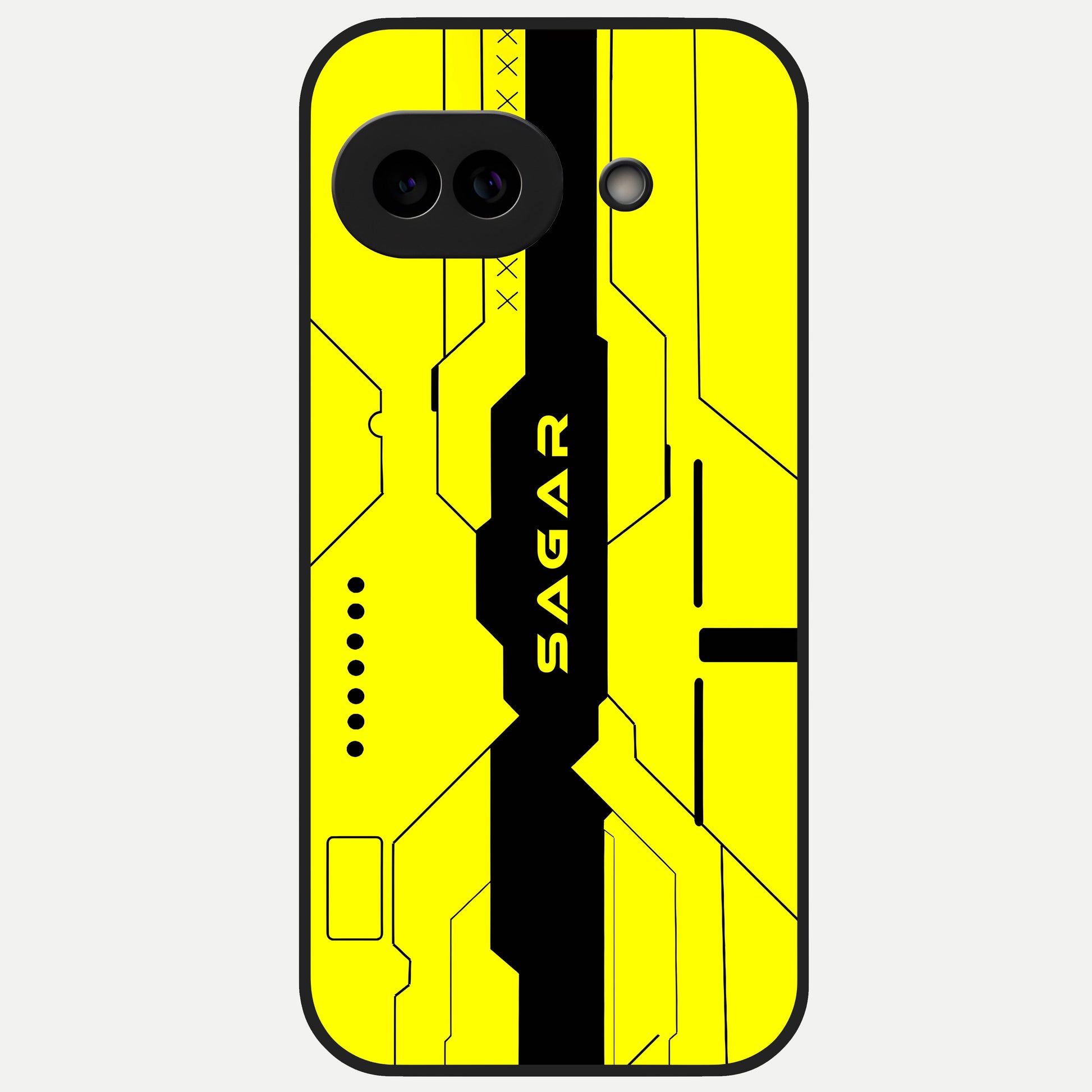  Circuit CYBERPUNK Custom Name Glass Case for Google Pixel 10A back cover – full design glossy printed glass finish