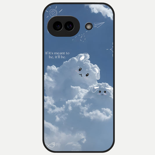  Cloud Bunny Dreams Glass Case for Google Pixel 10A back cover – full design glossy printed glass finish