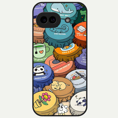  Coins Patterns Glass Case for Google Pixel 10A back cover – full design glossy printed glass finish