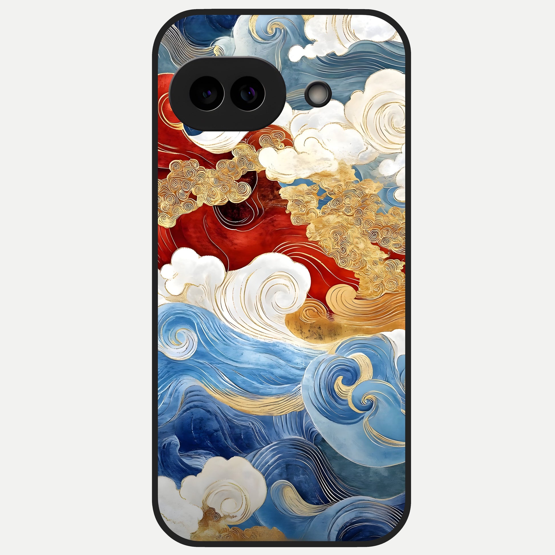  Colored Waves Glass Case for Google Pixel 10A back cover – full design glossy printed glass finish