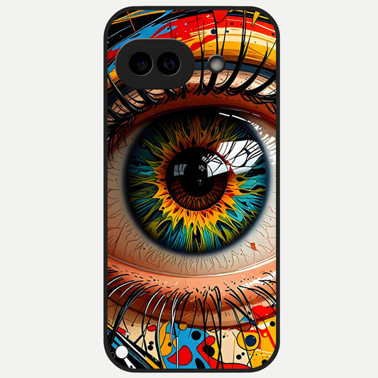  Colorful Eye Glass Case for Google Pixel 10A back cover – full design glossy printed glass finish