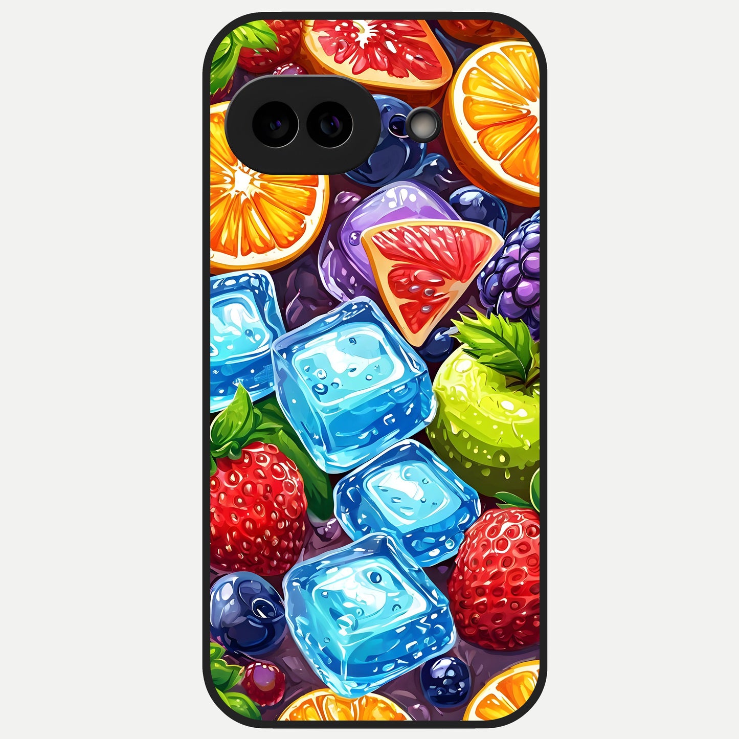 Colorful Fruits with Ice Glass Case for Google Pixel 10A back cover – full design glossy printed glass finish