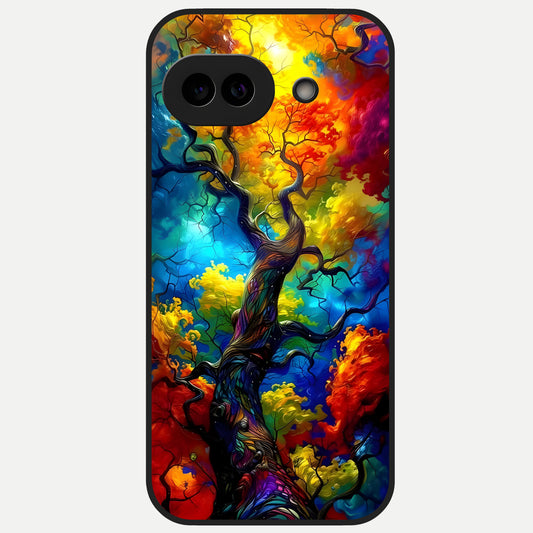  Colorfull Tree Glass Case for Google Pixel 10A back cover – full design glossy printed glass finish
