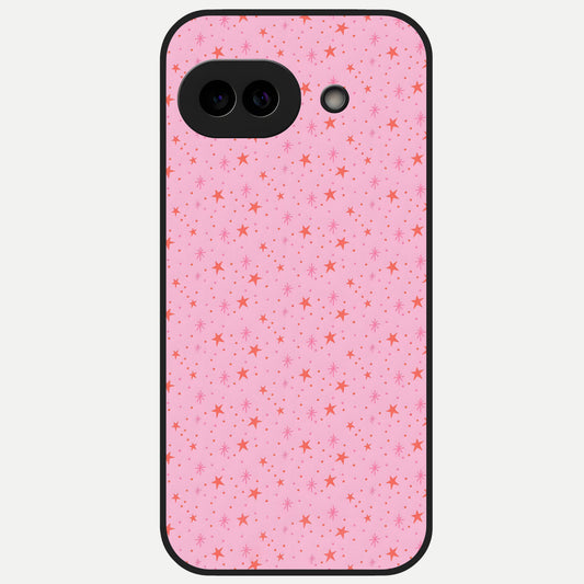  Cosmic Pink Sparkle Glass Case for Google Pixel 10A back cover – full design glossy printed glass finish