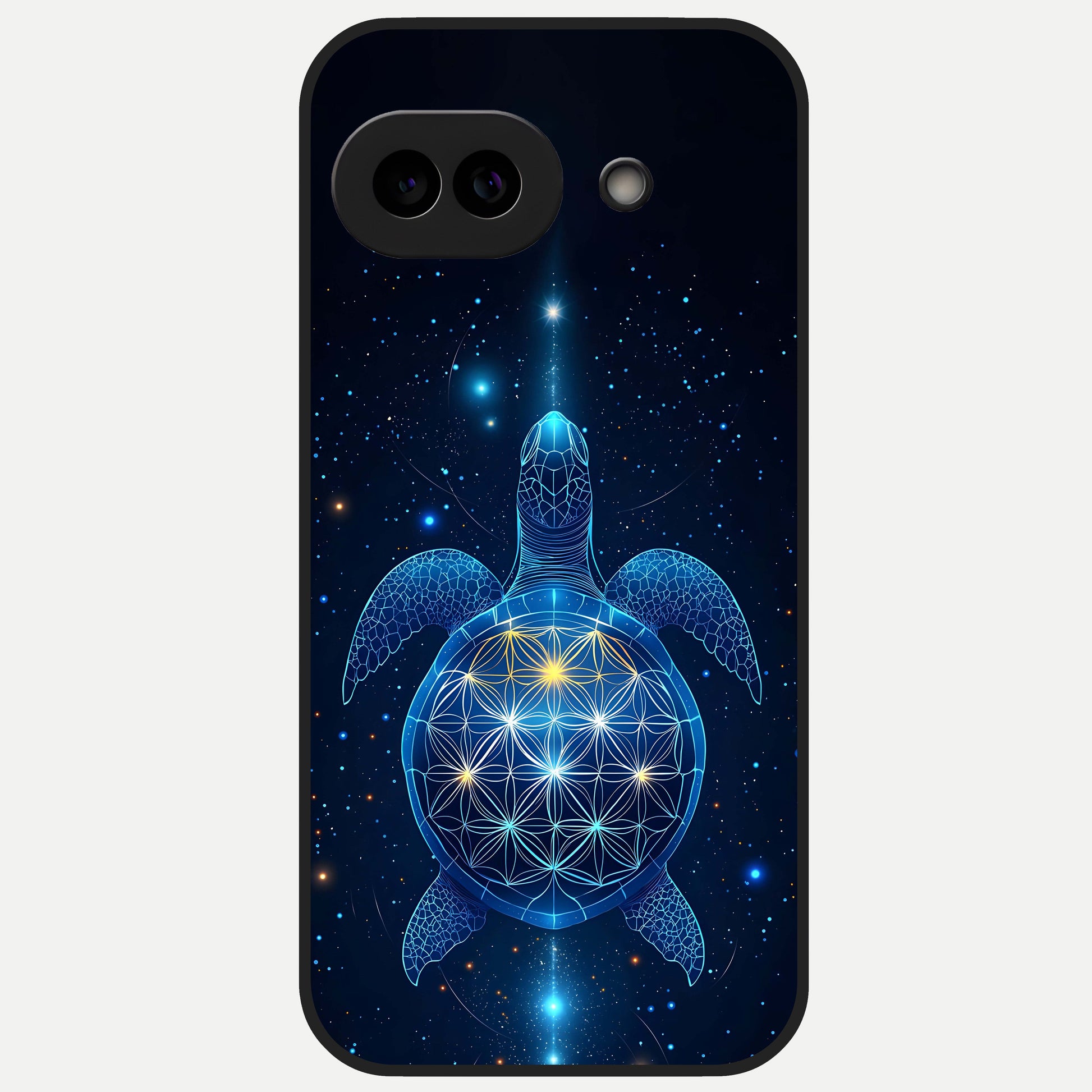 Crimson Blue Turtle Glass Case for Google Pixel 10A back cover – full design glossy printed glass finish