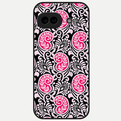  Crimson Paisley Charm Glass Case for Google Pixel 10A back cover – full design glossy printed glass finish