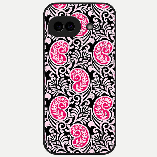  Crimson Paisley Charm Glass Case for Google Pixel 10A back cover – full design glossy printed glass finish
