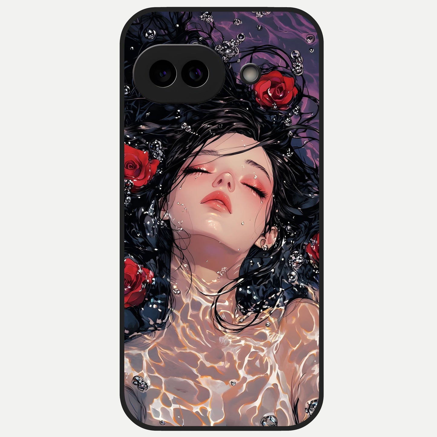  Crimson Rose Serenity Glass Case for Google Pixel 10A back cover – full design glossy printed glass finish