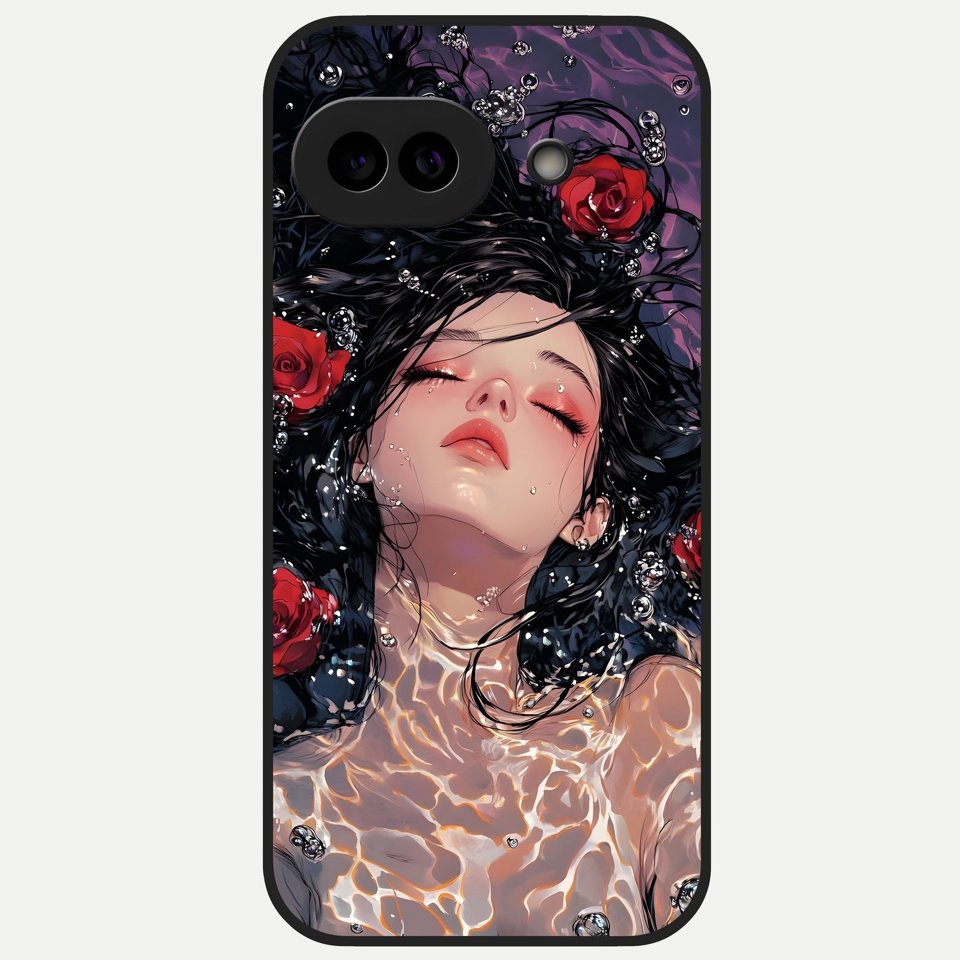  Crimson Rose Serenity Glass Case for Google Pixel 10A back cover – full design glossy printed glass finish