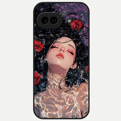  Crimson Rose Serenity Glass Case for Google Pixel 10A back cover – full design glossy printed glass finish