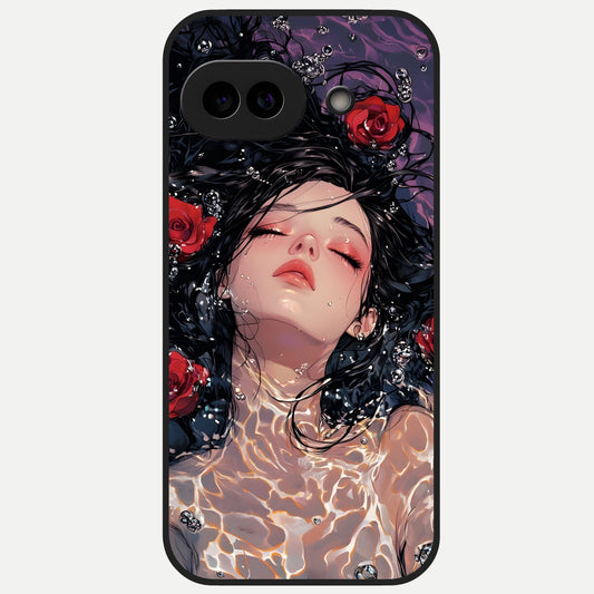  Crimson Rose Serenity Glass Case for Google Pixel 10A back cover – full design glossy printed glass finish