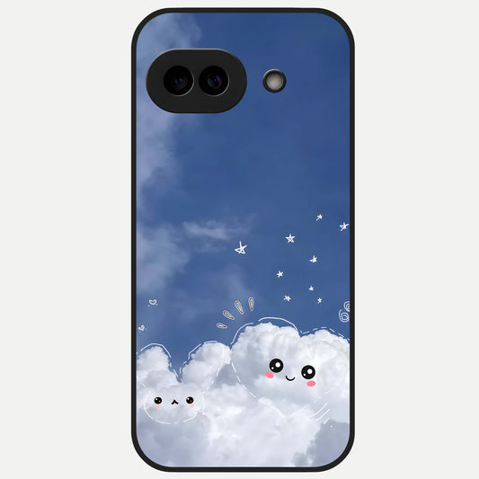  Cute Blossom Cloud Glass Case for Google Pixel 10A back cover – full design glossy printed glass finish