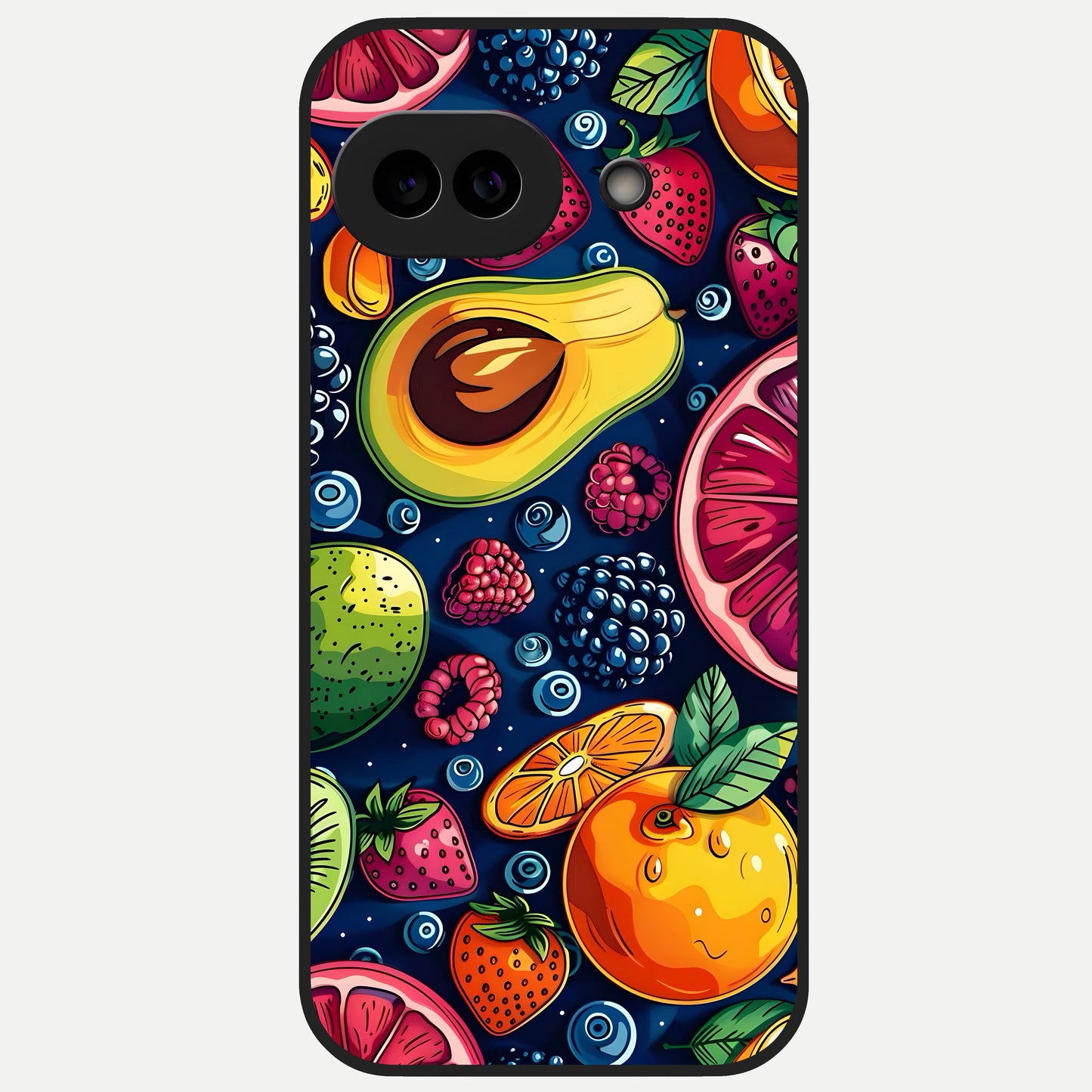  Cute Fruits Art Glass Case for Google Pixel 10A back cover – full design glossy printed glass finish