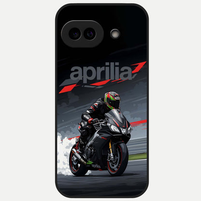  Dark Aprilla Glass Case for Google Pixel 10A back cover – full design glossy printed glass finish