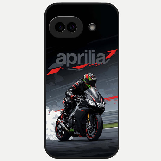  Dark Aprilla Glass Case for Google Pixel 10A back cover – full design glossy printed glass finish