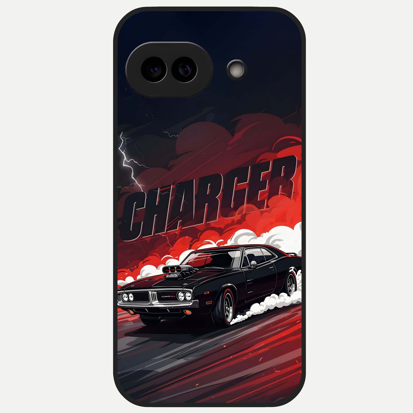  Dark Charger Fury Glass Case for Google Pixel 10A back cover – full design glossy printed glass finish