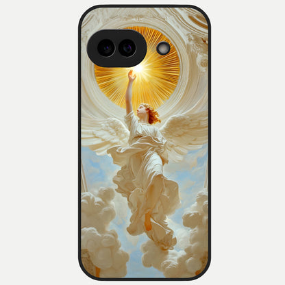  Divine Light Angel Glass Case for Google Pixel 10A back cover – full design glossy printed glass finish