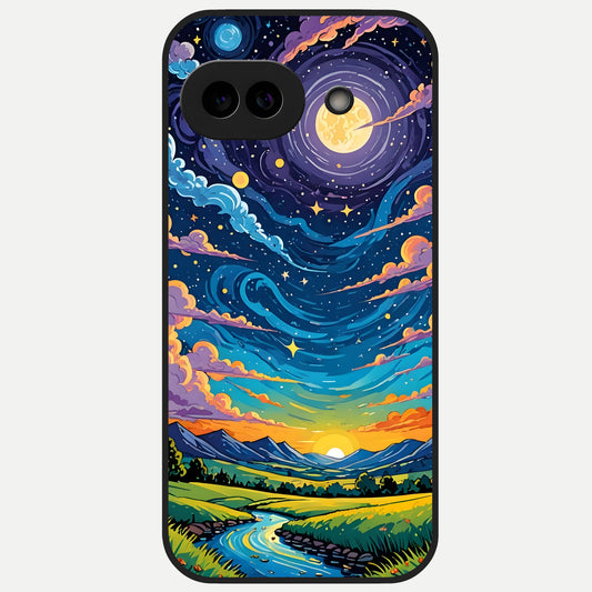  Dreamy Night Landscape Glass Case for Google Pixel 10A back cover – full design glossy printed glass finish