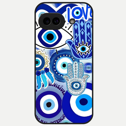  Evil Eyes Dream Glass Case for Google Pixel 10A back cover – full design glossy printed glass finish