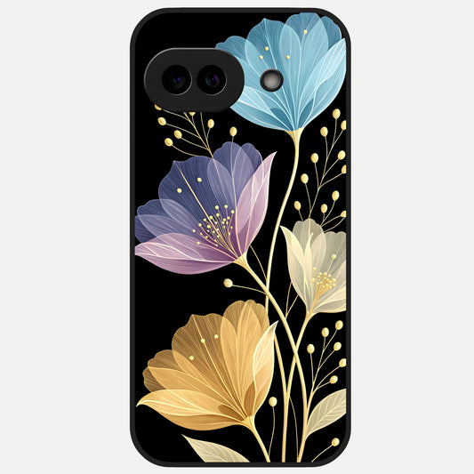  Flower Bloom Glow Glass Case for Google Pixel 10A back cover – full design glossy printed glass finish