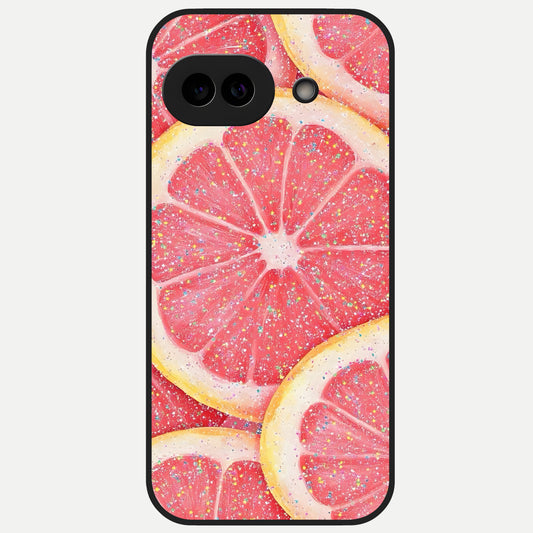  Glitter Grapefruit Glass Case for Google Pixel 10A back cover – full design glossy printed glass finish