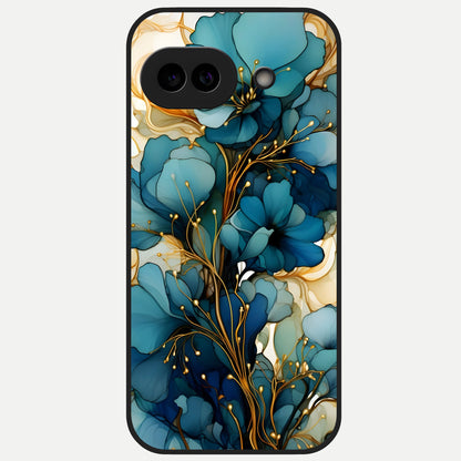 Golden Bloom Symphony Glass Case for Google Pixel 10A back cover – full design glossy printed glass finish
