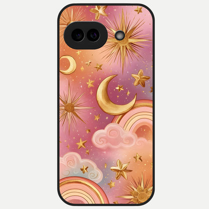 Golden Celestial Dreams Glass Case for Google Pixel 10A back cover – full design glossy printed glass finish
