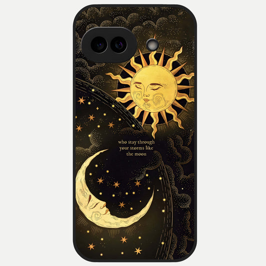  Golden Lunar Love Glass Case for Google Pixel 10A back cover – full design glossy printed glass finish