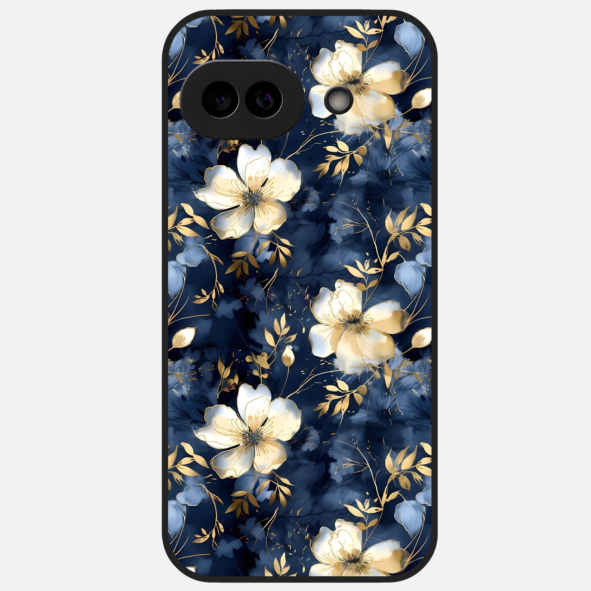  Golden Midnight Bloom Glass Case for Google Pixel 10A back cover – full design glossy printed glass finish