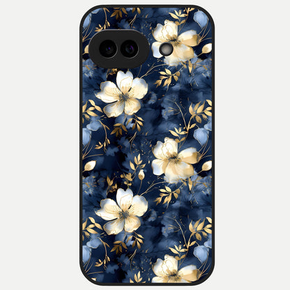  Golden Midnight Bloom Glass Case for Google Pixel 10A back cover – full design glossy printed glass finish